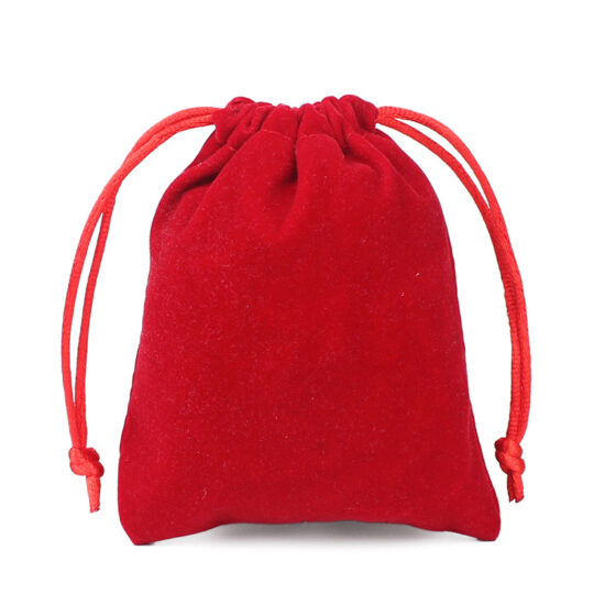  Plush velvet drawstring pouch for jewelry and cosmetic compact packaging