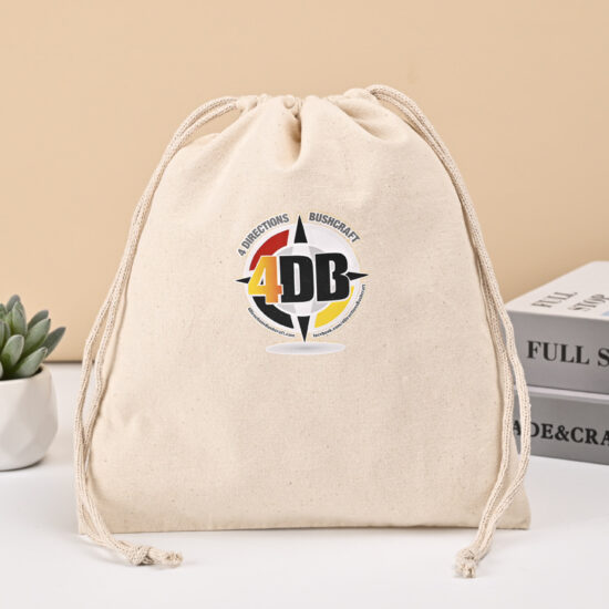 Custom Thick Canvas Bear Drawstring Pouch – Cotton Gift Bag for Phone