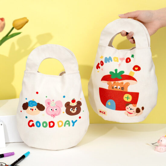 Cartoon Graduation Gift Bag for Kindergarten Students – Canvas Drawstring Pouch