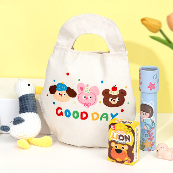 Cartoon Graduation Gift Bag for Kindergarten Students – Canvas Drawstring Pouch