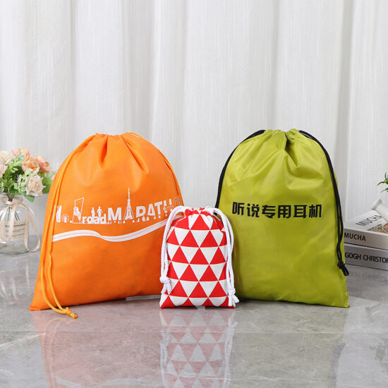 Double drawstring sports bag for shoes and clothes
