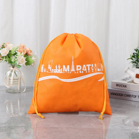 Double drawstring sports bag for shoes and clothes