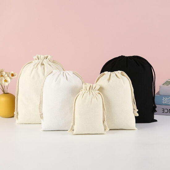 Custom Cotton Linen Drawstring Pouch Bag – Large & Small Sizes

