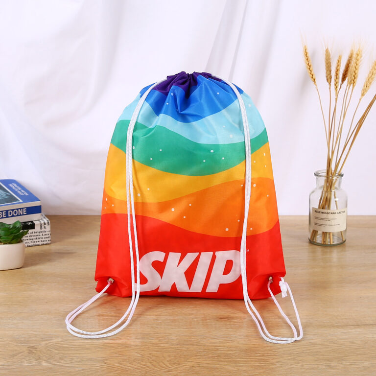 210D polyester drawstring sports backpack for marathons and outdoor use