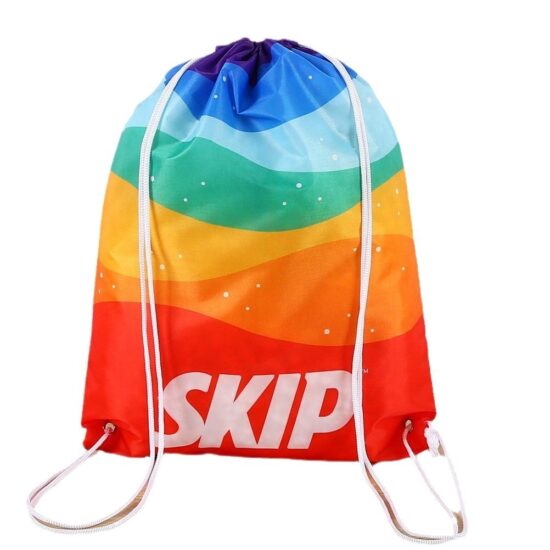 210D polyester drawstring sports backpack for marathons and outdoor use