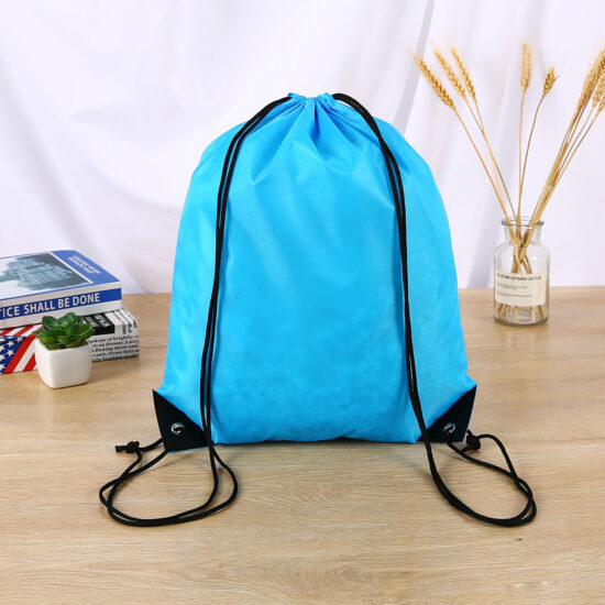 210D polyester drawstring sports backpack for marathons and outdoor use