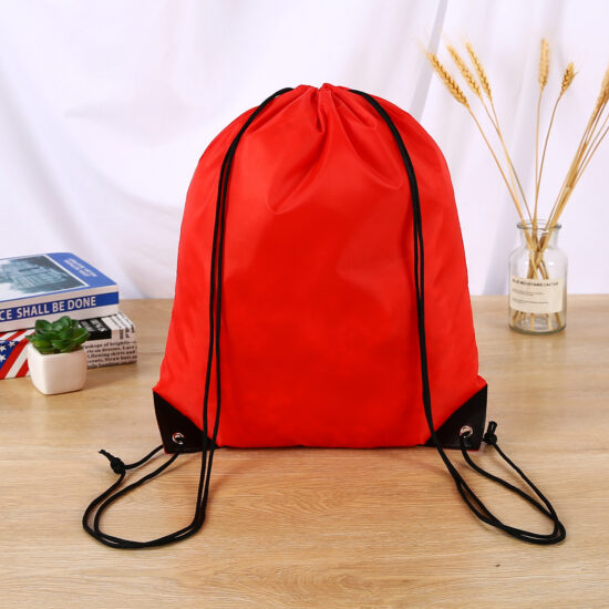 210D polyester drawstring sports backpack for marathons and outdoor use