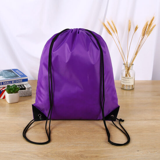 210D polyester drawstring sports backpack for marathons and outdoor use