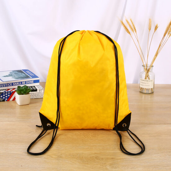 210D polyester drawstring sports backpack for marathons and outdoor use