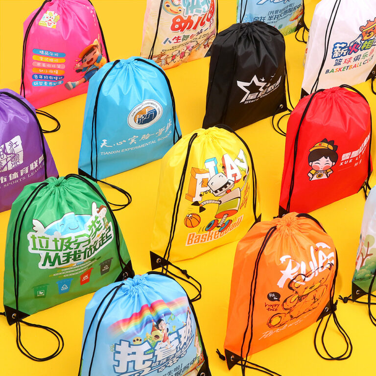 210D polyester Oxford fabric drawstring backpack with custom logo for marathons