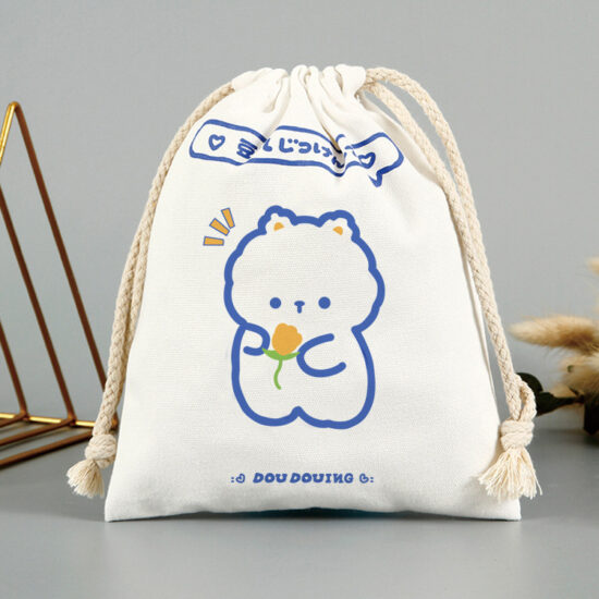 Custom Canvas Drawstring Pouch for DIY Gifts and Toy Storage