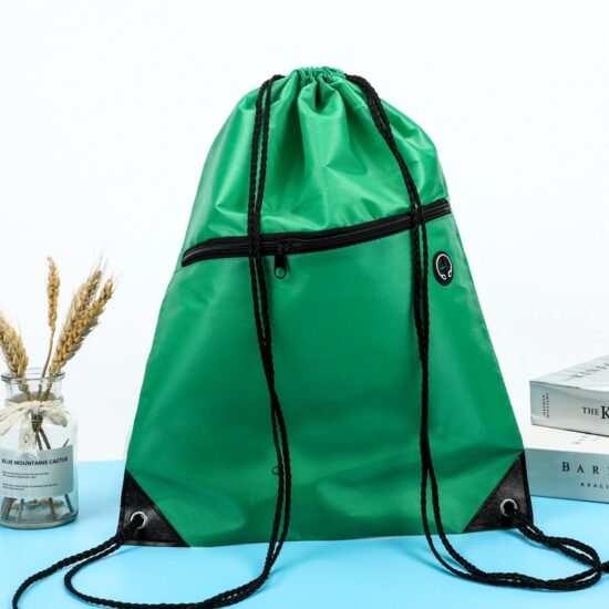  Custom logo polyester drawstring backpack for gym and basketball storage