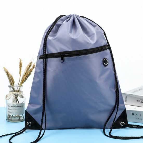  Custom logo polyester drawstring backpack for gym and basketball storage