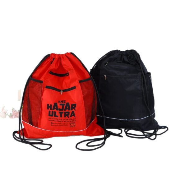 Polyester mesh drawstring backpack for outdoor sports