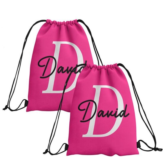 Colorful printed polyester drawstring backpack for travel or gym use