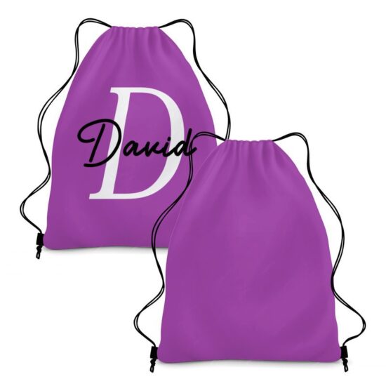 Colorful printed polyester drawstring backpack for travel or gym use