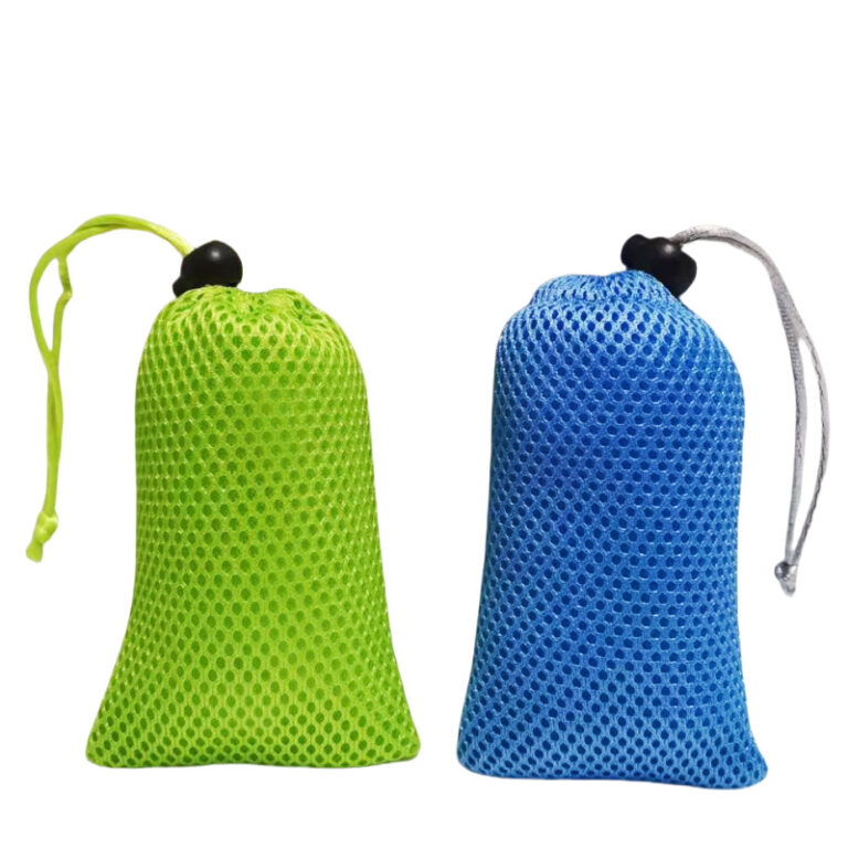 Custom mesh drawstring bag for digital devices and portable speakers