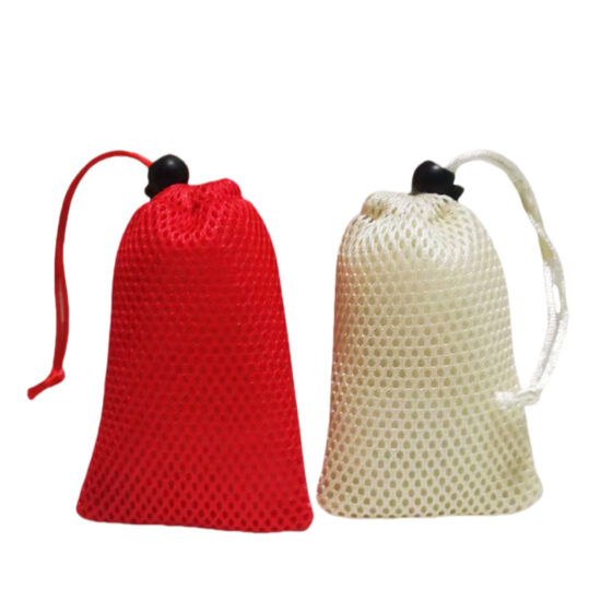 Custom mesh drawstring bag for digital devices and portable speakers