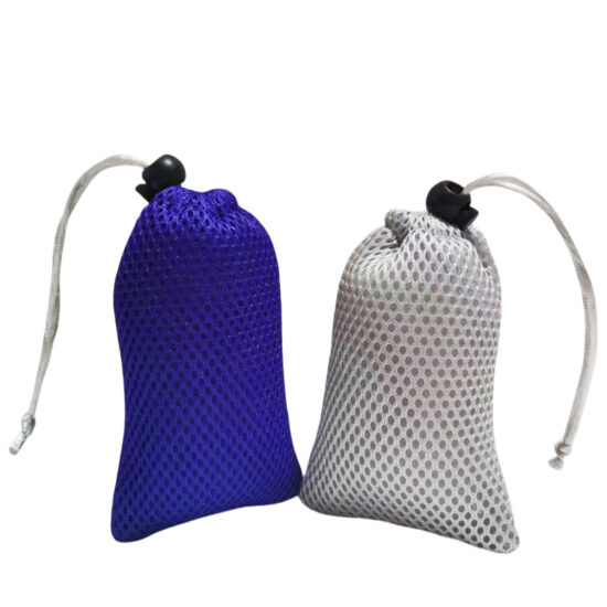 Custom mesh drawstring bag for digital devices and portable speakers