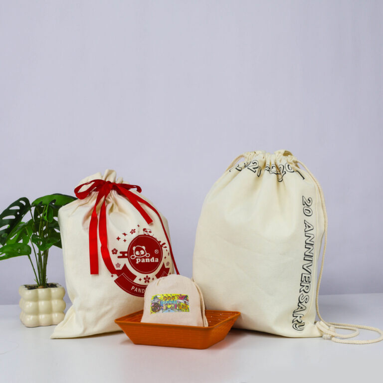Large Cotton Linen Drawstring Bag for Bread or Storage
