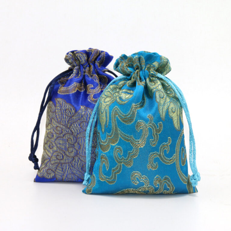 Embroidered Satin and Cotton Drawstring Pouch – Jewelry & Student Storage Bag