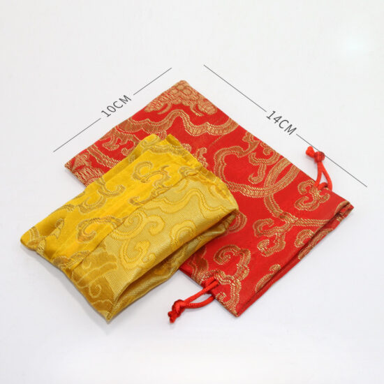 Embroidered Satin and Cotton Drawstring Pouch – Jewelry & Student Storage Bag

