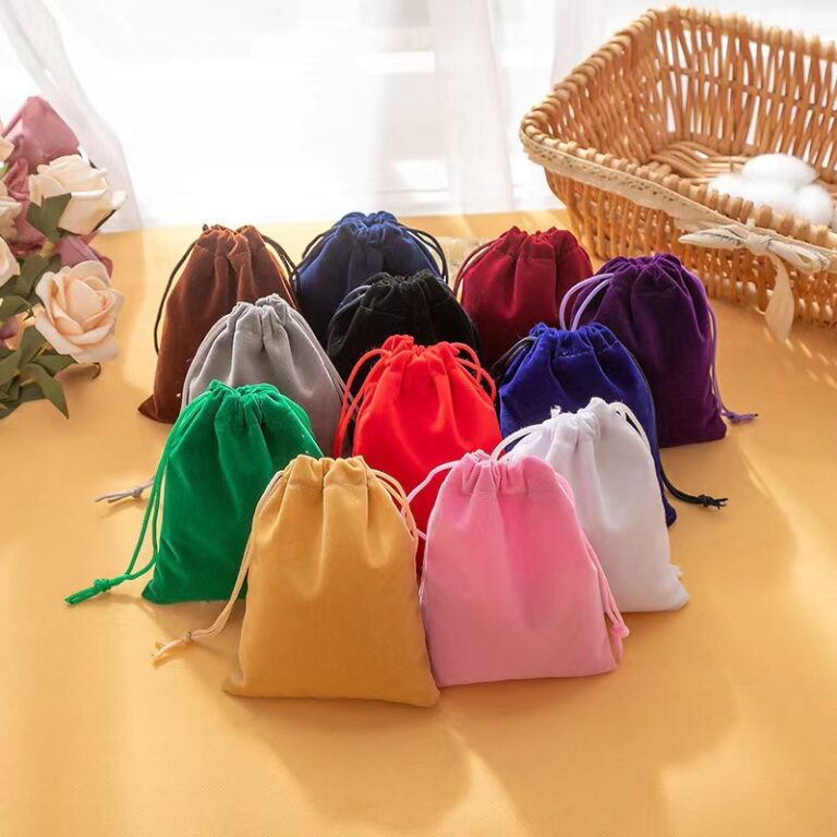 Velvet drawstring pouch for jewelry, bracelets, and antique beads