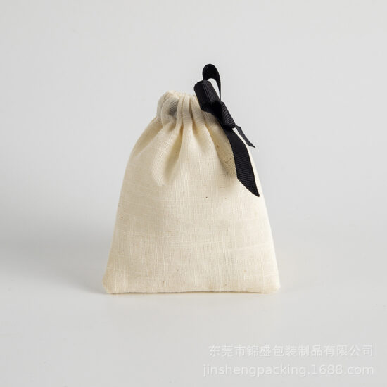  Bamboo Cotton Drawstring Bag for Jewelry and Earphone Storage