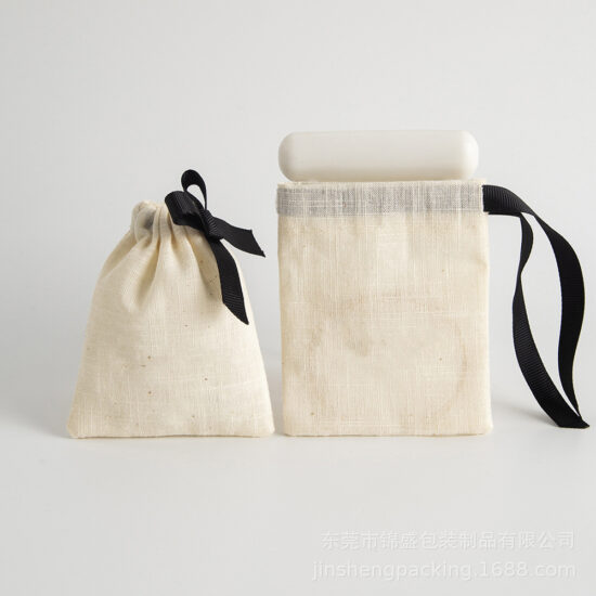  Bamboo Cotton Drawstring Bag for Jewelry and Earphone Storage
