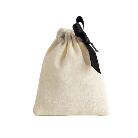  Bamboo Cotton Drawstring Bag for Jewelry and Earphone Storage