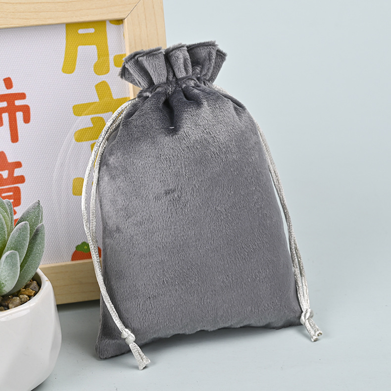 Custom long velvet jewelry pouch with drawstring and optional logo