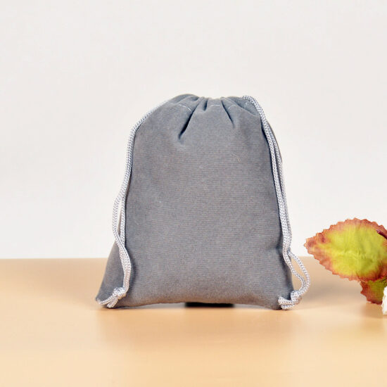  Gray velvet drawstring pouch for jewelry and electronics

