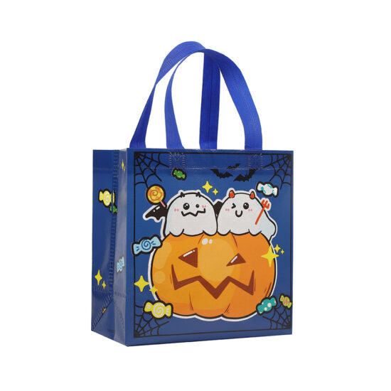 Halloween Tote Bag with Witch and Pumpkin Design for Gifts
