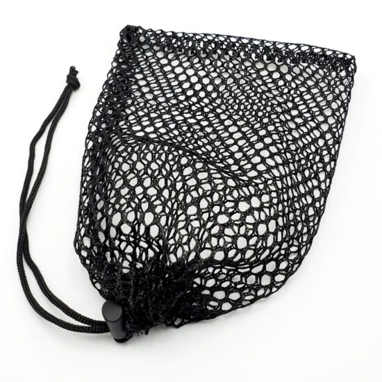  Black hexagonal mesh drawstring pouch for swim goggles