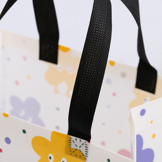 Kids Waterproof Non-Woven Tote Bag with Rainbow Bean Design