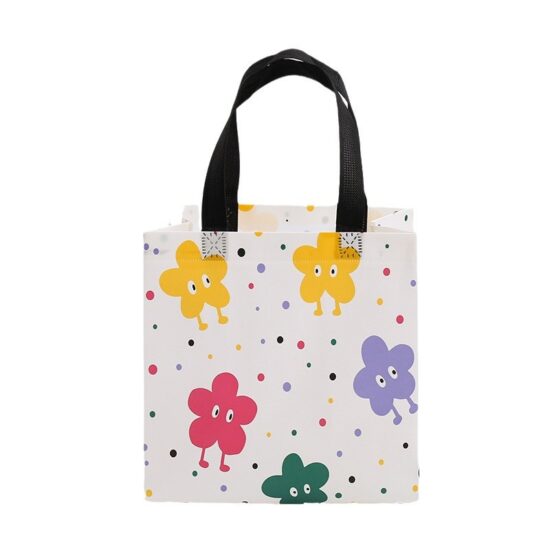 Kids Waterproof Non-Woven Tote Bag with Rainbow Bean Design