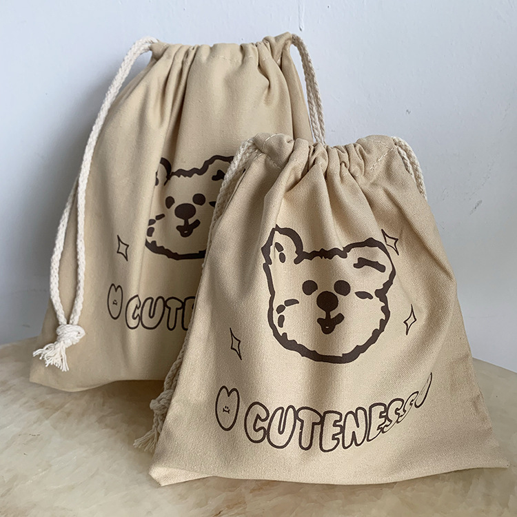 Large cotton drawstring pouch for makeup brushes, toys, jewelry storage