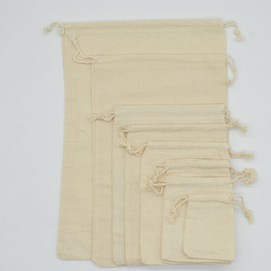  Large White Cotton Drawstring Bag for Herbs, Spices, or Tea