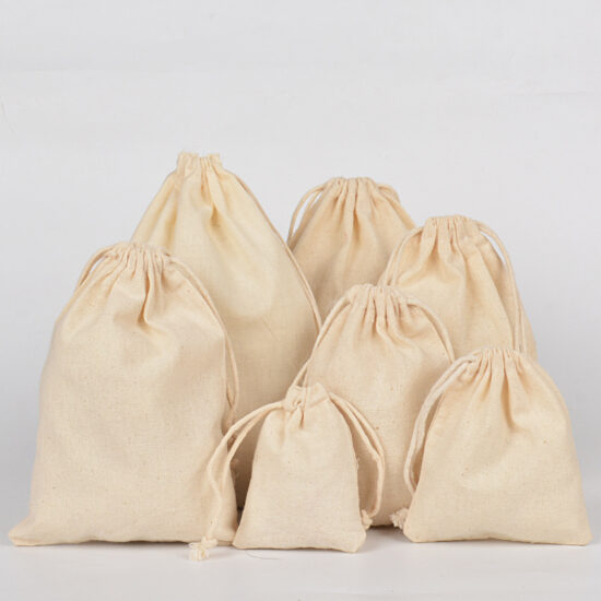  Large White Cotton Drawstring Bag for Herbs, Spices, or Tea