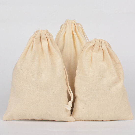 Large White Cotton Drawstring Bag for Herbs, Spices, or Tea