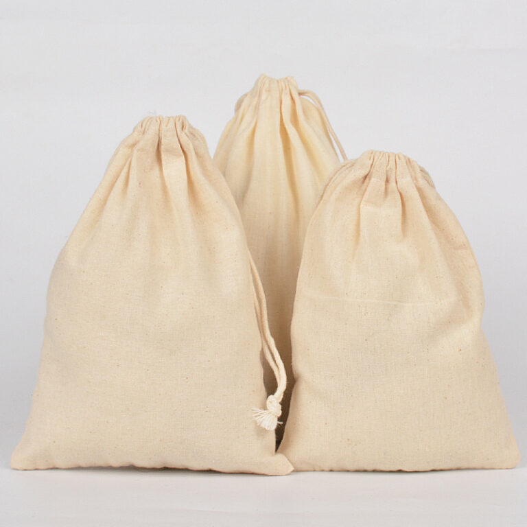 Large White Cotton Drawstring Bag for Herbs, Spices, or Tea