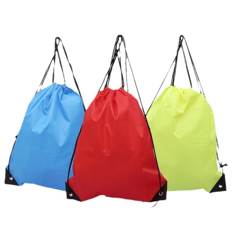 210D polyester drawstring backpack with blank design for marathons or custom events