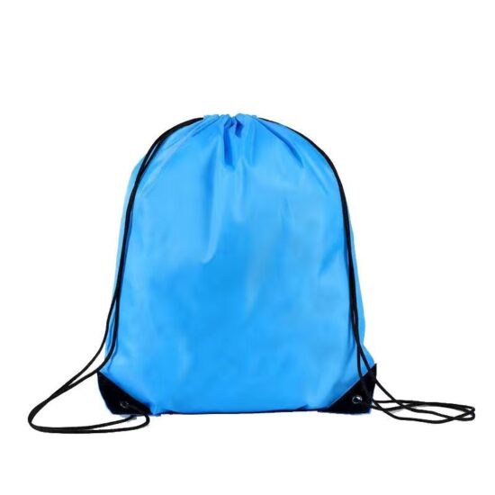 210D polyester drawstring backpack with blank design for marathons or custom events