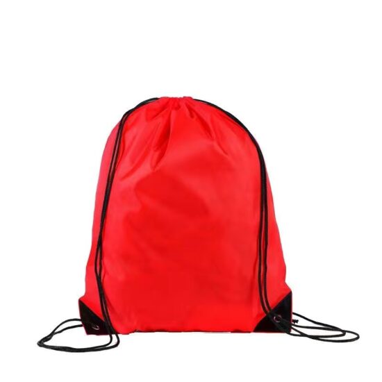 210D polyester drawstring backpack with blank design for marathons or custom events