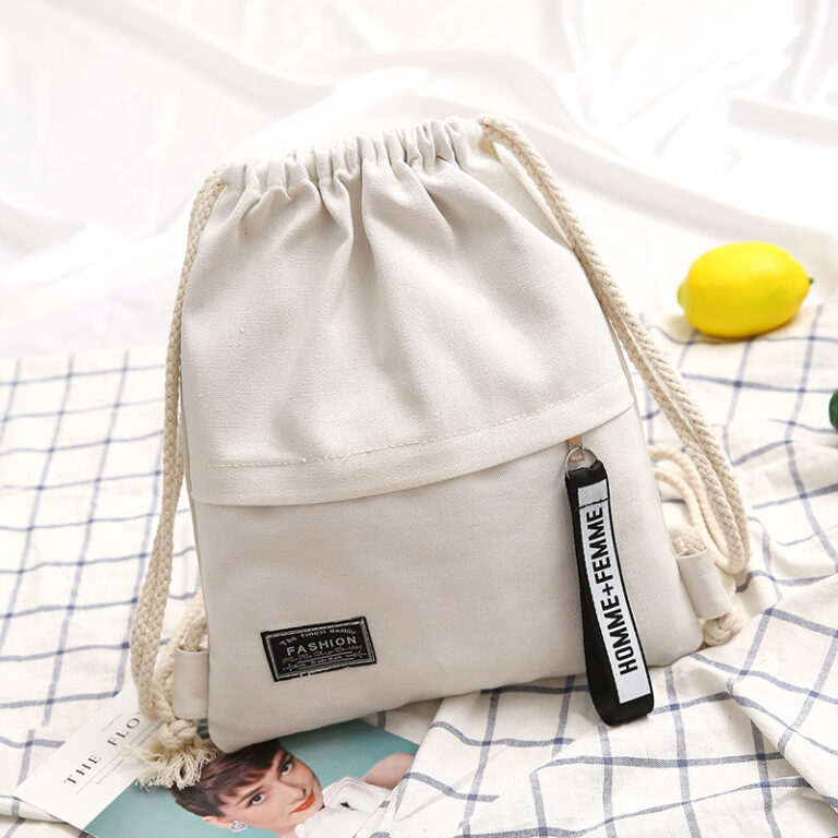 Lightweight canvas drawstring backpack for girls, ideal for school and daily use