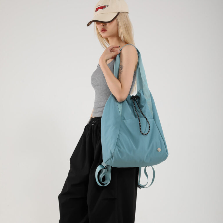 Lightweight nylon drawstring backpack for casual travel and sports