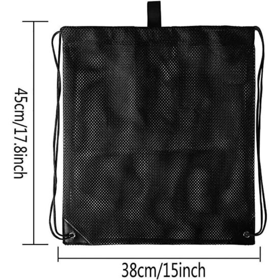 Multipurpose mesh drawstring bag for groceries, gym, and laundry use