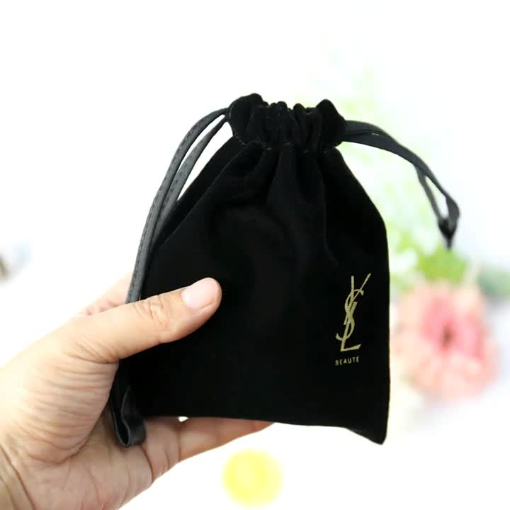 Thick velvet drawstring pouch for cosmetics and gift packaging