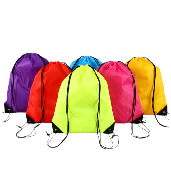 Marathon polyester drawstring sports bag for events and promotional use