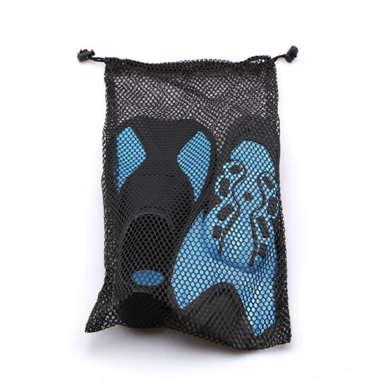 Nylon mesh drawstring storage bag for swim fins or diving flippers